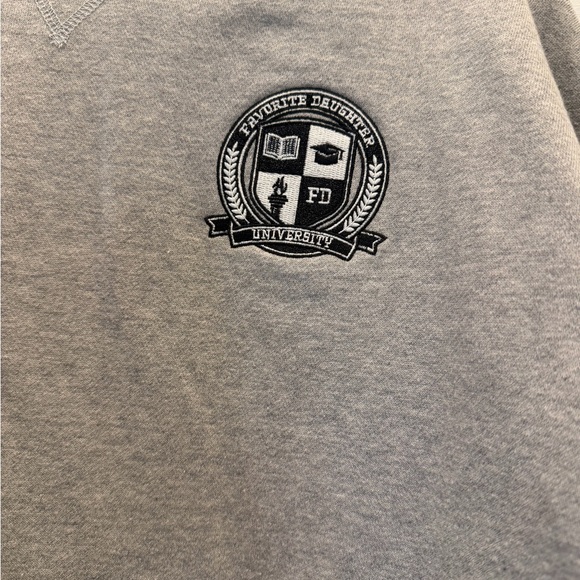 Favorite Daughter Heather Grey Crewneck Sweatshirt with Embroidered Crest - Picture 3 of 4